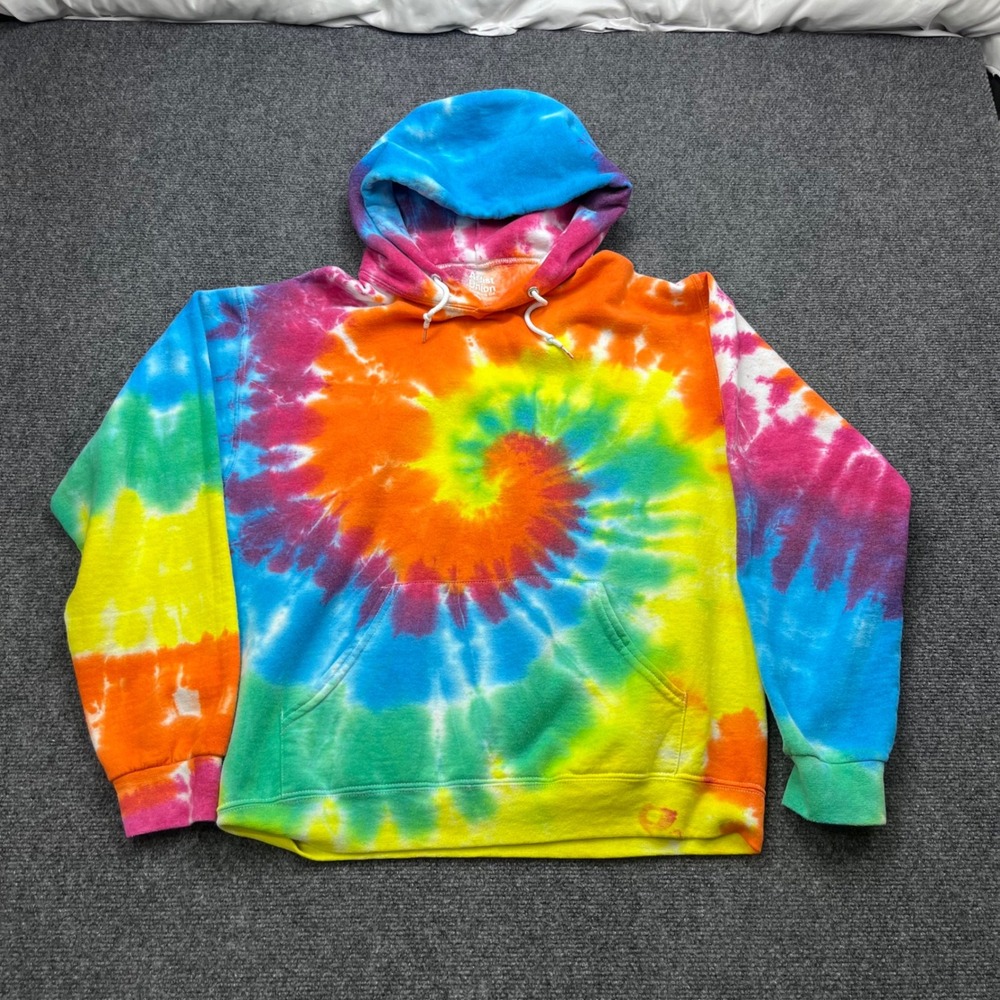 Artist Union Tie Dye Spiral Rainbow Fleece Pullover Hoodie